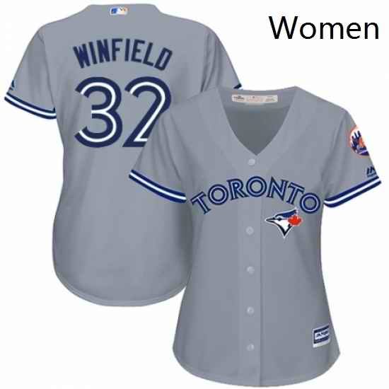 Womens Majestic Toronto Blue Jays 32 Dave Winfield Replica Grey Road MLB Jersey